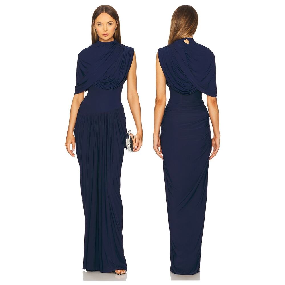 Deme by Gabriella Bloom Gown Draped Party Formal Wedding Guest Prom Gala Hoco S